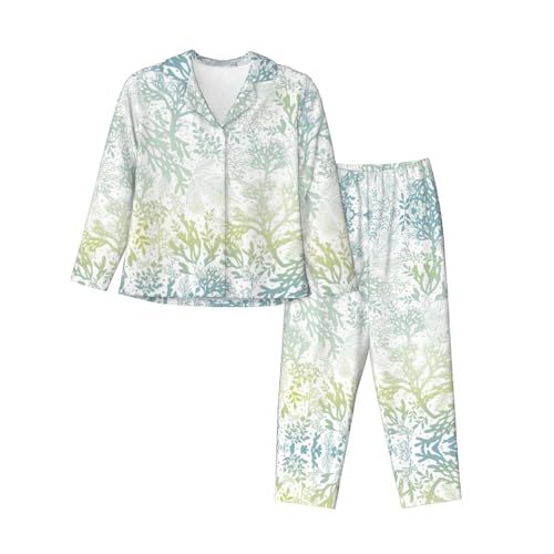 Ensemble de pyjama pour femme imprimé algues vertes pour des moments de détente cocooning au salon