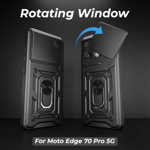 Image of A rtistque Armor Bumper Back Case Cover for Motorola Moto Edge 70 Pro 5G | Ring Holder & Inbuilt Stand | Sliding Camera Cover | Shockproof Protective Design | Moto Edge 70 Pro Back Cover - Black
