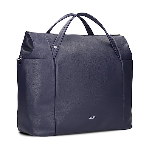 Zwei Große Damen Business-Tasche Pia PI160 Laptop-Tasche 16 Liter klassisch-elegante Querformat Tote Bag für Büro & Arbeit inkl. extra langer Schultergurt - Umhängetasche & Schultertasche (blue)
