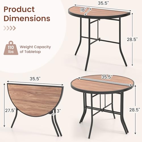 Image of Giantex Half Round Folding Table, Half Moon Dining Table with Heavy-Duty Metal Frame, Portable Space-Saving Semi-Circle Bistro Table for Banquet Event Patio Garden Entryway (2)