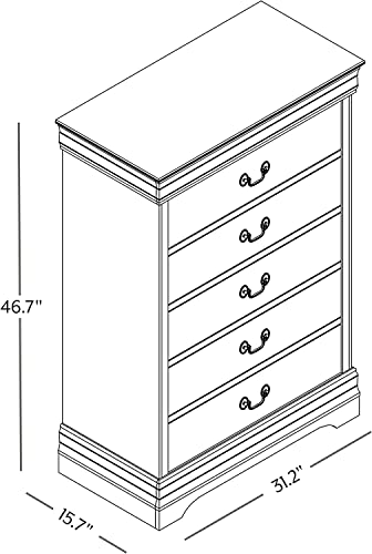 Galano Ireton 5 Drawer Dresser - Chest Of Drawers For Bedroom - Clothes Storage - Drawer And Closet Organizer - Drawer Glides - Ultra Fast Assembly - Grey #TOP2