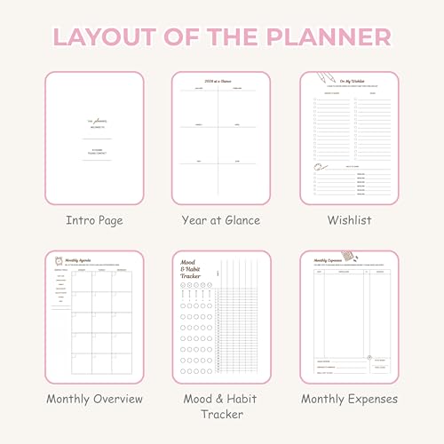 Image of Flora Edition Planner with Bookmark | Planner Set Includes A5 Journal (22x17 cm) 228 Pages | 120 GSM | 250+ Stickers | Bookmark with Cover Box (The Flora Edition, Aesthetic Series)