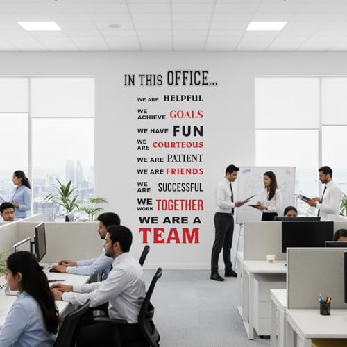 Image of Team - Work Together - Office - Motivation - Corporate - Business - Inspiration Quotes - Wall Sticker Decal (Multi Colour, Vinyl, Self-Adhesive) (Extra Large - 250 x 150 cm)