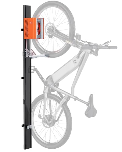 monTEK Automatischer Fahrradlift – Vertikaler Fahrradträger für schwere Fahrräder (bis 32 kg) – Einfache Montage, platzsparende Wandhalterung für Garage, Schuppen, Wohnung – Für 24-29' Reifen, E-Bikes