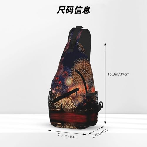 Fireworks Printing Cross Chest Bag Diagonally Cute Prints Suitable For Men Outdoor Hiking Daily Travel Long Trips4
