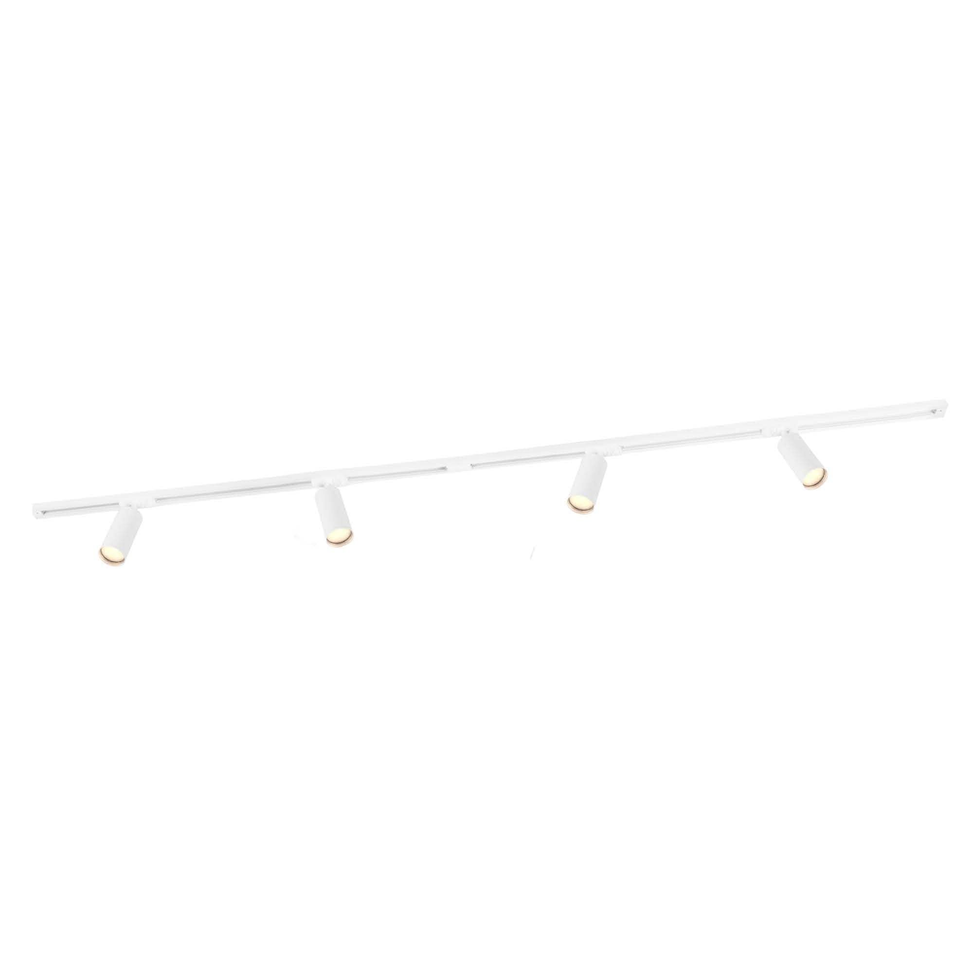 Ledvion - Track Lighting, 2m, 1-Phase, Without GU10 Light Source, White, 4 Spotlights, Ceiling Lights, gu10 led Bulbs, Kitchen Lights Ceiling, Extendable & Flexible