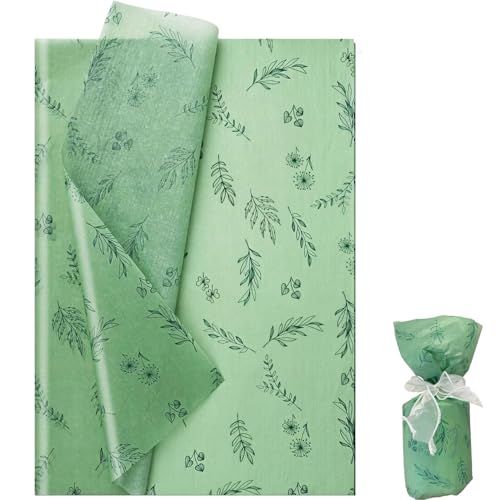 Hjvvr Green Leaf Tissue Wrapping Paper 20sheets 50x35cm Leaves Tissue Paper for Gift Wrapping DIY Crafts Birthday