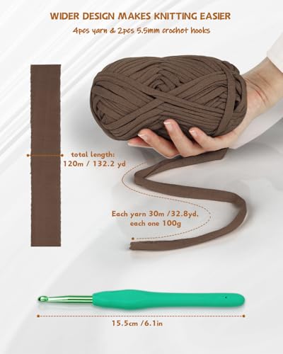 Image of Katech 400g T Shirt Yarn for Crocheting, Elastic Fabric Yarn for Bag