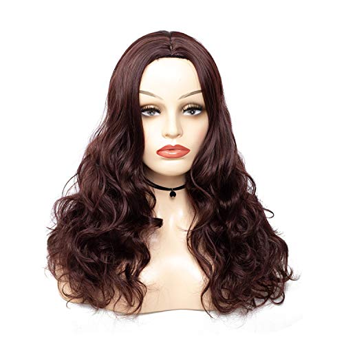 Q.M.R Brown Wavy Headband Wig for Women Middle Part Natural Looking Silk Fully Heat Resistant Brown Wig for Daily Party Use (WW1-08)