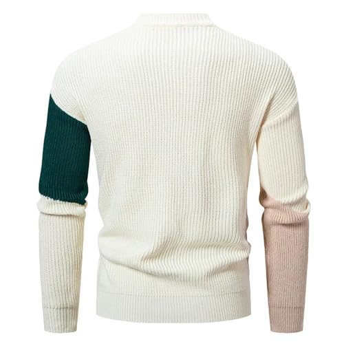 Men's Contrasting Knitted Pullover Sweater Half Turtleneck Casual Street Warm Top3