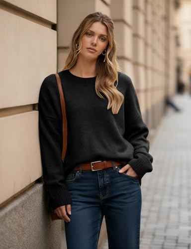 Image of Buauty Womens Oversized Sweater Crewneck Long Sleeve Fall Sweaters, Chunky Fuzzy Cozy Knit Pullover Casual Fashion 2025 Trendy Clothing, Cute Cream Lillusory Lightweight Warm Soft Tops Outfits