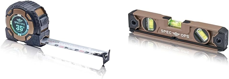 Spec Ops Tools 35-Foot Elite Magnetic Tape Measure and 10" Magnetic Torpedo Level Bundle with Tourniquet Attachment System, Dual-Sided Blade, and 3% Donated to Veterans