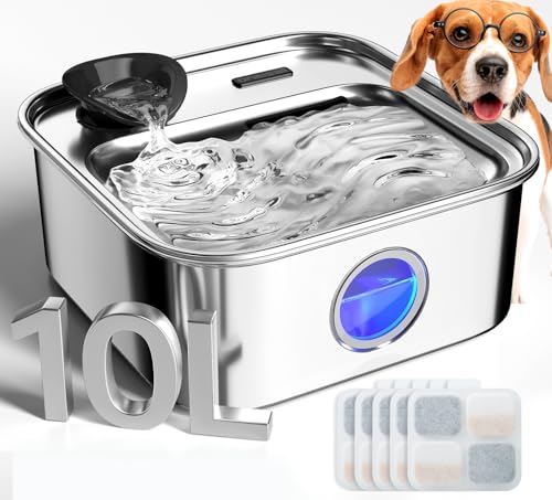 oneisall 10L/2.6Gal Dog Water Fountain for Large Dogs (with 5 Filters)