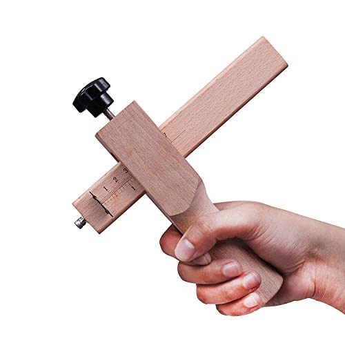 Wooden Hand Leather Strip Strap Adjustable Cutting Tool DIY Craft Tools Cutter with 5 Blades