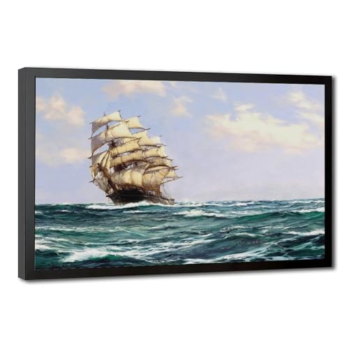 Impression sur toile bateau Clipper Montague Dawson déco bureau salon 61cm