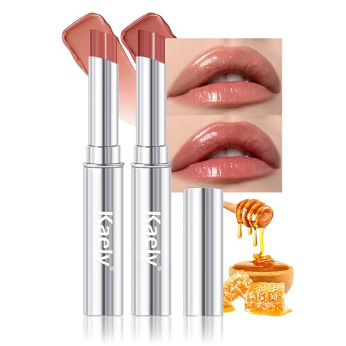 Image of evpct 2Pcs Nude Honey Lipstick Moisturizing Tinted Lip Balm for Older Women | Hydrating Formula Tinted Lip Oil Stick, Sheer Lightweight Softening, Shine Glowy Lipgloss Lips Color Tint Stain, Cruelty-Free