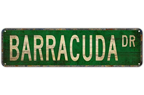 Street Sign Barracuda Barracuda Gift Barracuda Sign Barracuda Decor Street Sign Aluminum Metal Plaque Rustic Tin Sign Retro Wall Decor 16x4inch