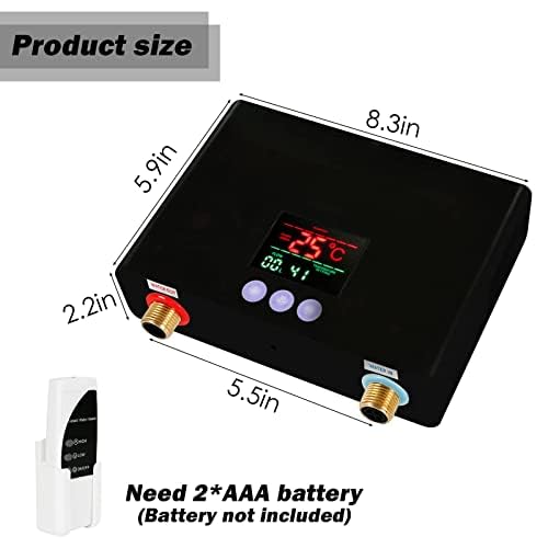 Tankless Electric Water Heater 110V 3000W Under Sink On Demand Instant Hot Water Heater for Kitchen Bathroom Washing (Black) - Image 6