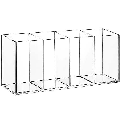 Top-spring Acrylic Pen Pencil Holder, 4 Compartments Clear Desk Organiser for Pens, Pencils, Makeup Brushes, Pen Pot for Classroom, Office,Stationary Organiser (Style D) - Cosy Home Interiors Top-spring Acrylic Pen Pencil Holder, 4 Compartments Clear Desk Organiser for Pens, Pencils, Makeup Brushes, Pen Pot for Classroom, Office,Stationary Organiser (Style D)
