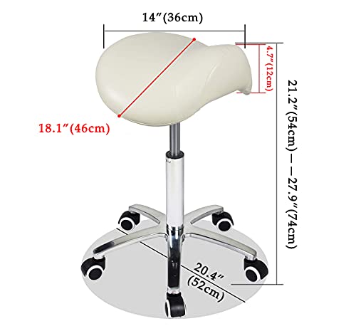 Image of Antlu Saddle Stool Rolling Chair for Medical Lash Massage Salon Kitchen Spa,Adjustable Hydraulic Stool with Wheels (Beige)