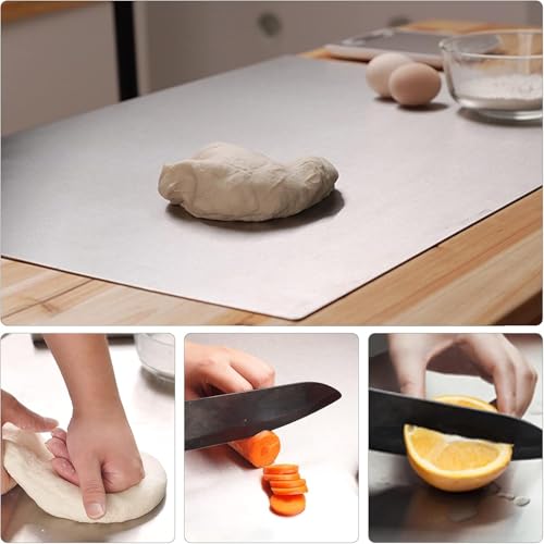 Image of Premium Stainless Steel Chopping Board | Steel Kitchen Counter top for Cutting, Vegetable Chopper, for Meat & Veggies Items, Chopping Board Steel pad (35 x 31 CM)