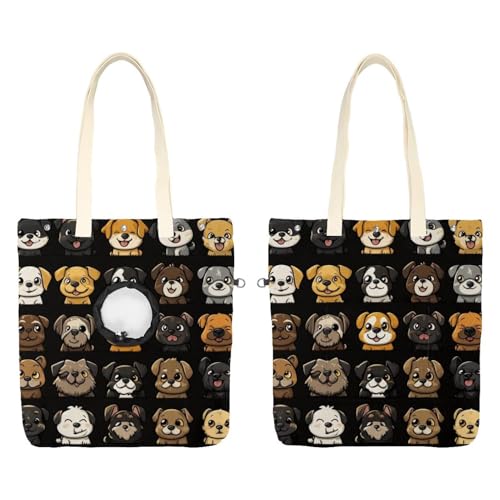 CHENZZZZ Show Head Pet Canvas Shoulder Bag, Cute Puppy Puppies Dog Pet (1) Pet Out Bag, Outcrop, Pet Out Shoulder Bag.