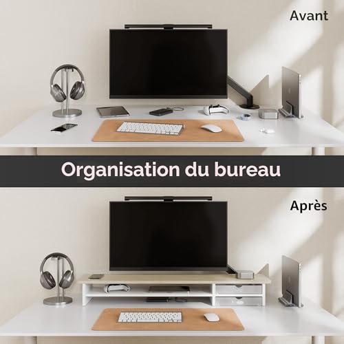 Réhausseur Écran 2 Niveaux 2 Tiroirs 45kg Fenge