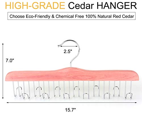 Topia Hanger American Red Cedar Wood Belt Hanger, Belt Organizer Rack With 12 Metal Hooks,Closet Organizer For Tank Tops, Ties, Scarves, Neckties (1-Pack) Ct13B #TOP1