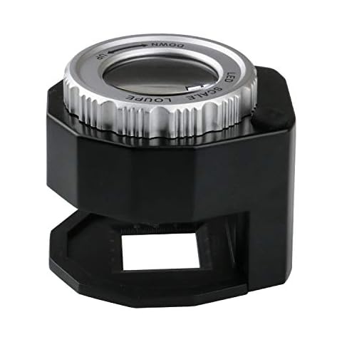 30X Loupe Magnifier with 6 Light,Desktop Portable Metal Magnifier Folding Scale Sewing Magnifing Glass for Textile Optical Jewelry Tool Coins Currency (Black) Cover