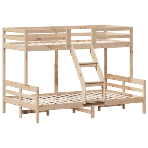vidaXL Etagenbett, Hochbett mit Leitplanken, Stockbett für Schlafzimmer, Bett Holzbett Einzelbett, 90x200/120x200cm Massivholz Kiefer