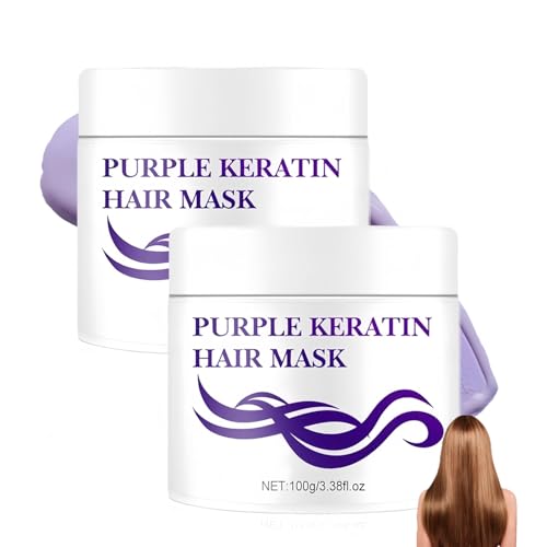 Satinox Purple Keratin Hair Mask, Violet Toner for Blonde Hair, Hydrating Treatment for Damaged Hair, Anti-Brass Hair Mask for All Hair Types (2 Pcs)