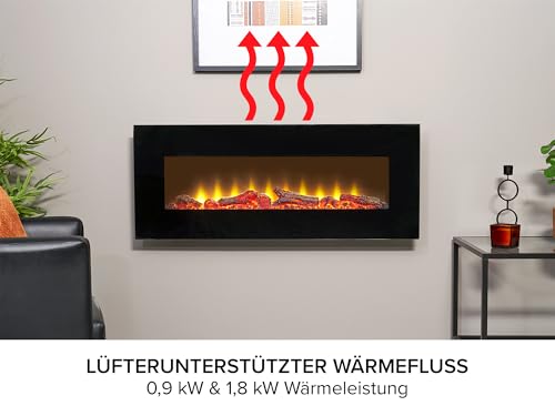 Sureflame WM-9331 Elektrischer Wandkamin mit Fernbedienung in Schwarz, 107 cm
