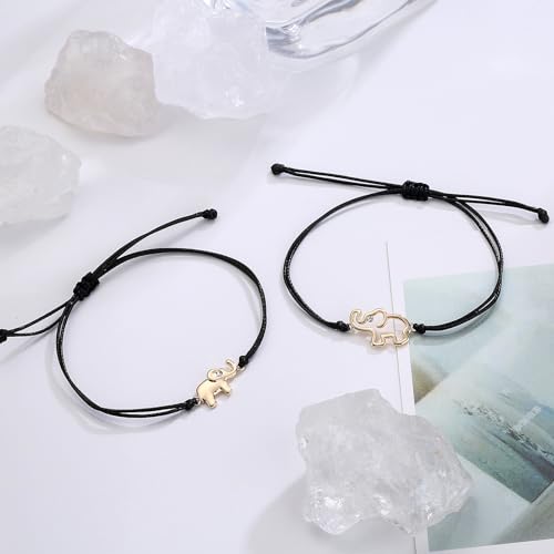 Image of Adjustable Cute Animals Elephant Matching Bracelet Mother Daughter Bracelets Set for 2 Mom Daughter Mothers Day Gift