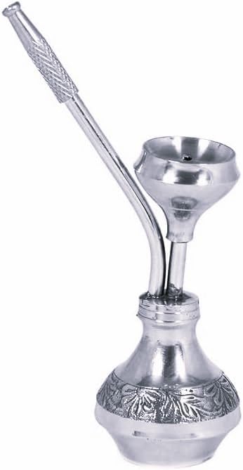 Brass Vintage Hookah (Silver_3.5 Inch X 2.3 Inch X 4.7 Inch)