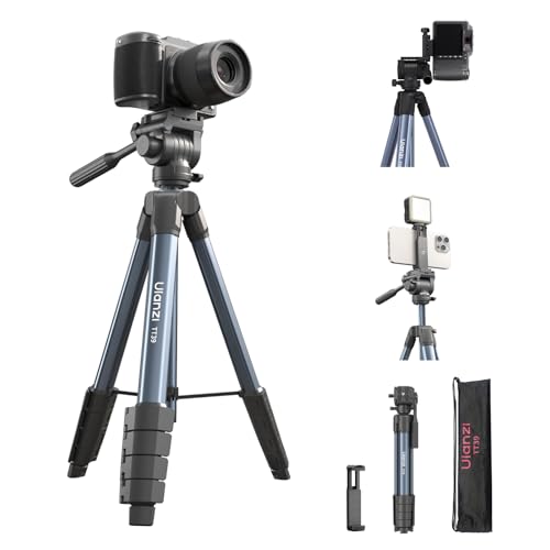 Image of ULANZI TT39 Travel Tripod with Fluid Head, Lightweight Camera Stand for DSLR and Phone, Compact 61'' Tripod Mount with Phone Clip for Outdoor Vlogging and On-The-Go Shooting