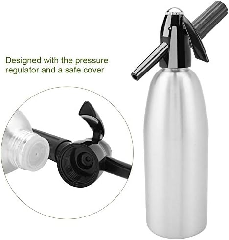 Soda Maker - Soda Siphon - Aluminum - Soda Water Bottle - with Pressure Regulator - Fashionable Attractive - 1L Capacity - for Making Sparking Water(Silver)