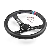 DAYUN Zhaohai Store Volante de Carreras de 13,5 Pulgadas, Cuero de Microfibra, Costura de Tres Colores, Apto for Coche y Juego de PC de simulación