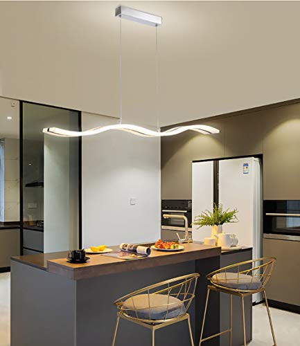 Lampe suspendue LED en vague dimmable avec télécommande pour salle à manger - 5
