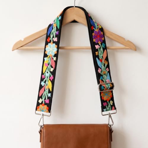 Image of Crochet Flower Purse Strap,Knit Wide Replacement Crossbody for Shoulder Strap Bag Adjustable 2inch Guitar Strap