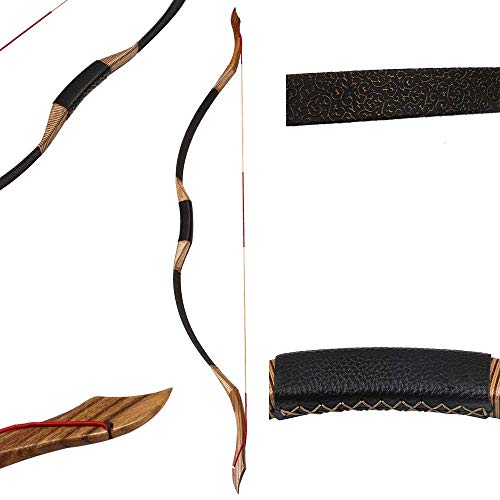 Toparchery Traditional Recurve Bow 53'' Archery Hunting Handmade Horse Bow With Quiver Arrow Shoulder Leather Back Brown #TOP2