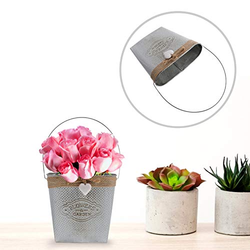 Hemoton Galvanized Metal Wall Planter Farmhouse Hanging Wall Vase Planters Flowers Holder For Country Rustic Home Wall Decor #TOP3