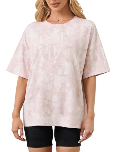 Image of MSBESYOR Camo Shirt for Women Maple Leaf Print Short Sleeve Crewneck T-Shirts Summer Oversized Tee Shirts Streetwear