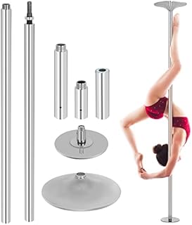 Professional Stripper Pole Heavy-Duty Max Load 440 LB Stripper Pole Spinning Portable Removable 45mm Pole Dancing Pole for Home for Exercise Club Party 7.2-9 ft Height Adjudtable & Silver