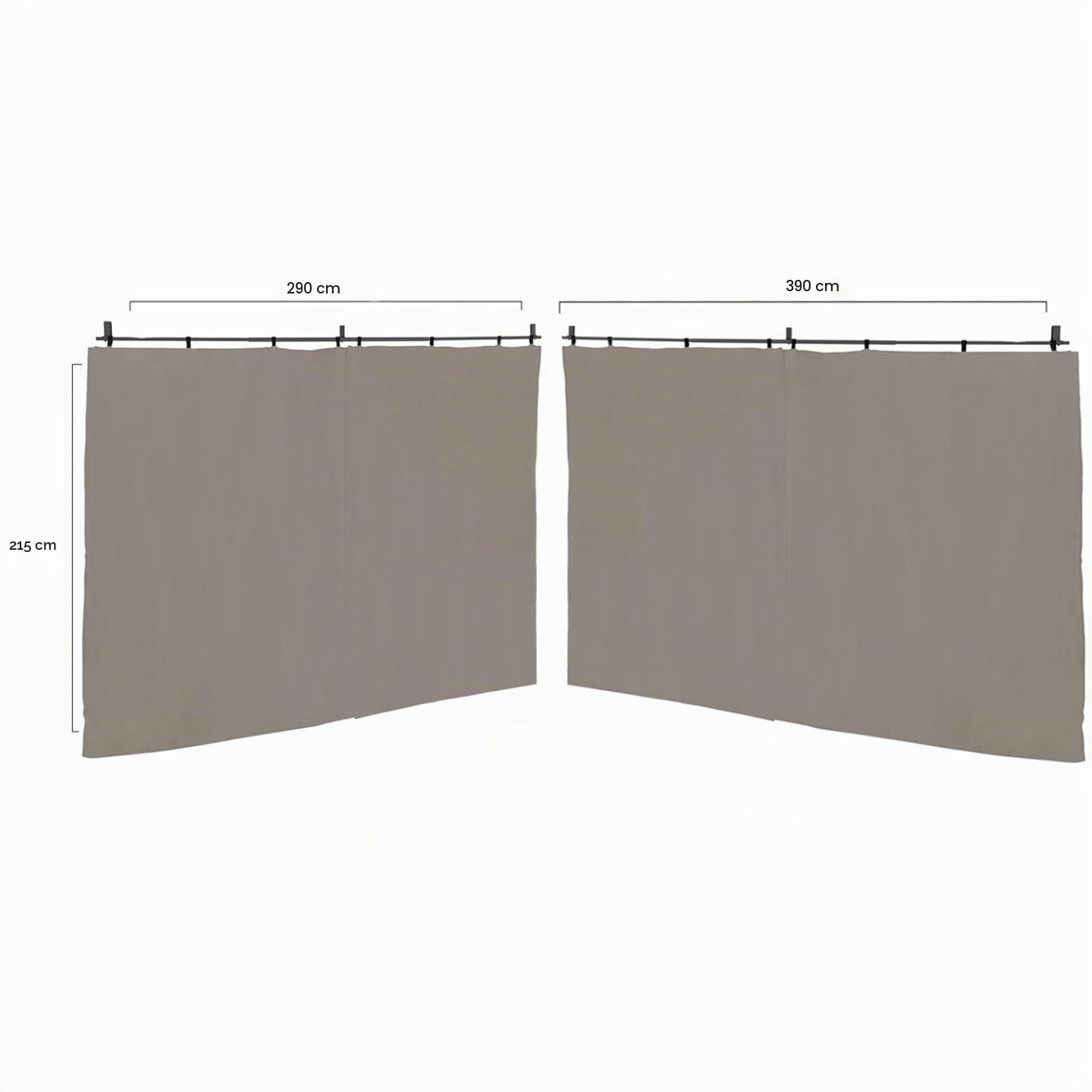 IDMarket - Lote de 2 cortinas para pérgola Taupe 3 y 4 M Paneles murales con cremallera