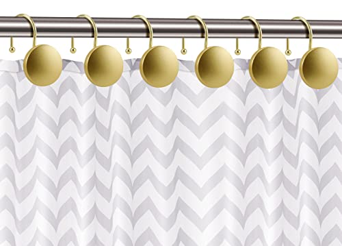 Decorative Shower Curtain Hooks, Simple Modern Style Round Flat-Back Button Design For Bathroom Decor, Gold #TOP3