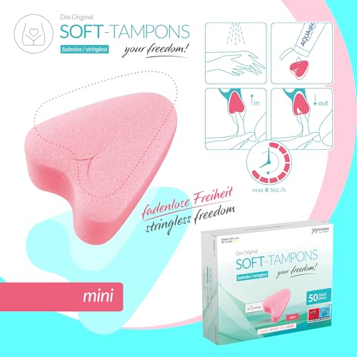 JOYDIVISION Soft-Tampons mini I 50 Stück I fadenlose Tampons für Sport, Schwim Men & Spa I Men struationsschwämmchen ultra soft I leichtes Einführen & Entfernen I Mini Softtampon ohne Faden