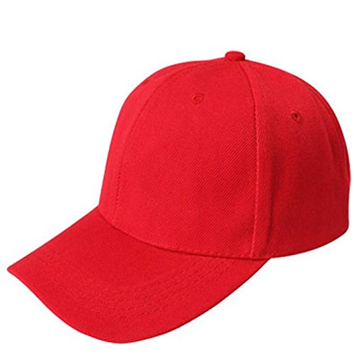 Gorra de béisbol en blanco, color liso, ajustable, talla infantil, rojo, Talla única