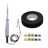 CARROFIX DC 6V 12V 24V Circuit Tester Car Voltage Test Pen Auto Lamp Diagnostic Tool + Electrical Tape for Wire Harness 3/4-Inch by 50-Foot + 5-30A Plug-in Fuses (10 PCS)