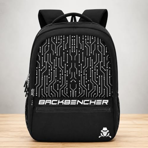 Image of Black Backbencher Printed Backpack for Girls & Men | Stylish Design School Bag with Spacious Compartments, Front Zipper Pocket Shoulder Straps | Casual for School, College, Tuition & Travel