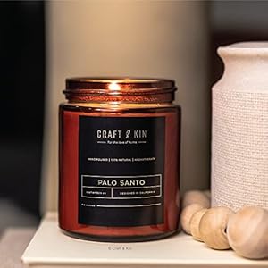 Craft & Kin Scented Candles for Men, Palo Santo Candle | All-Natural Scent for Home | Long Lasting with 45 Hour Burn Time, 8oz Craft Kin Scented Candles for Men Palo Santo Candle All Natural Scent for Home Long Lasting with 45 Hour Burn Time 8oz
